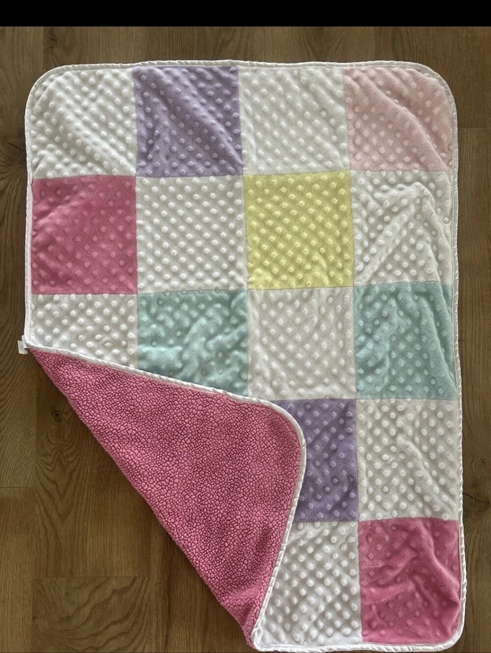 Circo Patchwork Baby Blanket Pastel Minky Pink